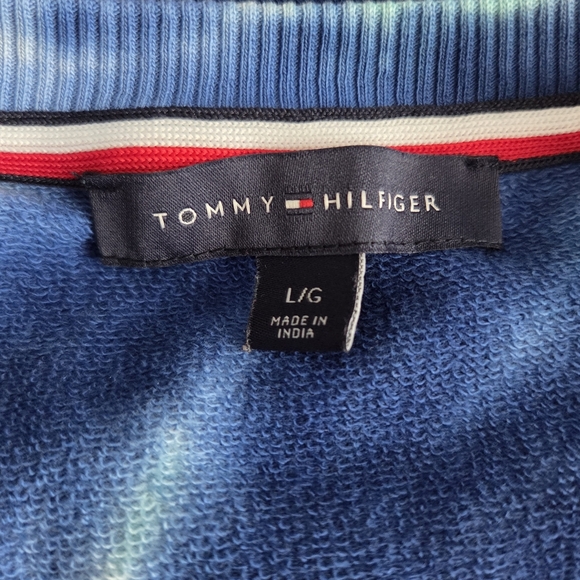 Tommy Hilfiger Blue & Green Spiral Tie-Dye Long Sleeve Dress - Picture 10 of 12